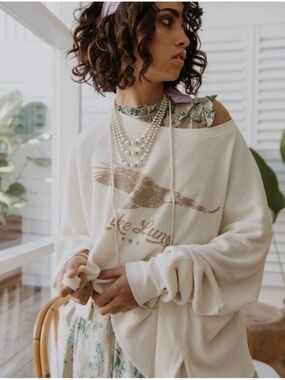 Lake Luxe Cream Eagle Graphic Waffle Knit Sloppy (as the AU ladies call it)